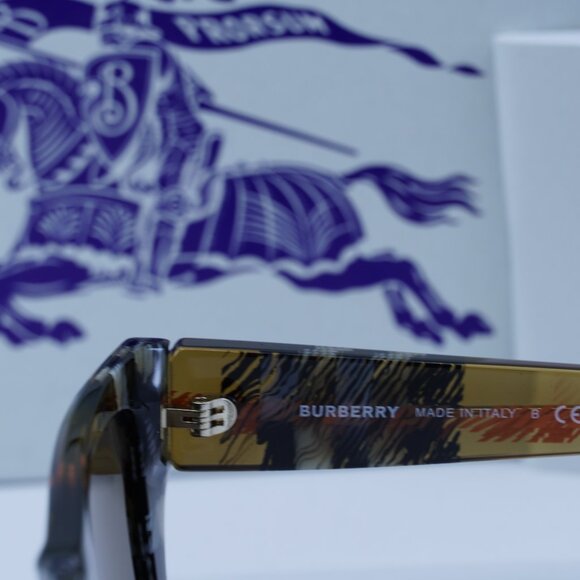 Burberry BE4441U 414673 Rectangle Sunglasses - Check Sand/Brown main image 8